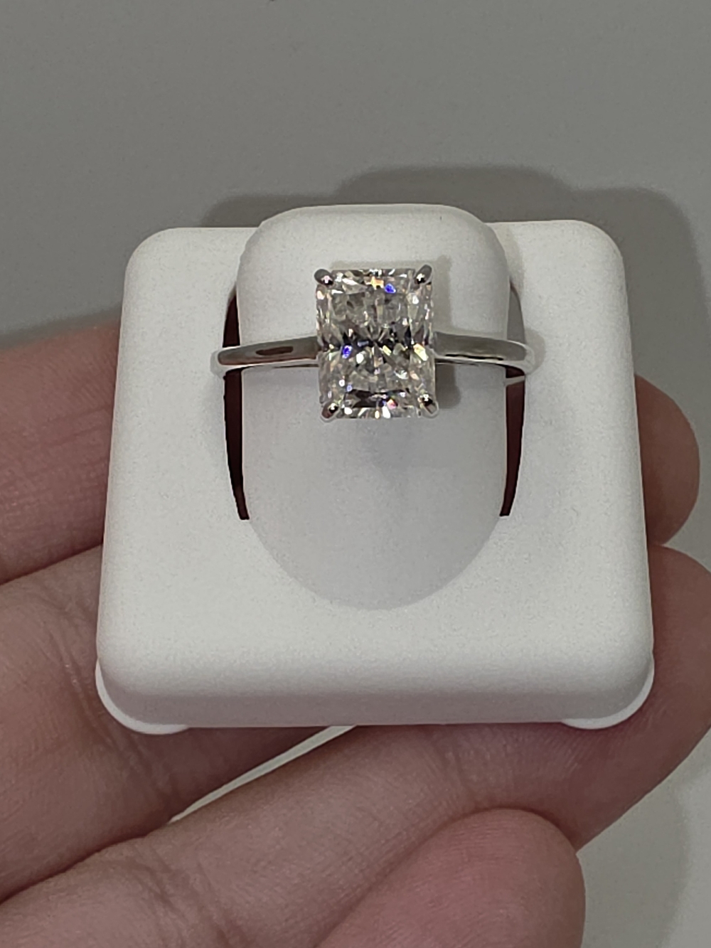 3ct Radiant-Cut Moissanite Solitaire Ring in S925